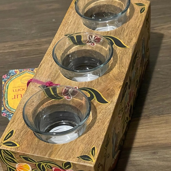 Jaipur in Bloom Tealight Holder NWT Floral Peacock Decor - Picture 10 of 13